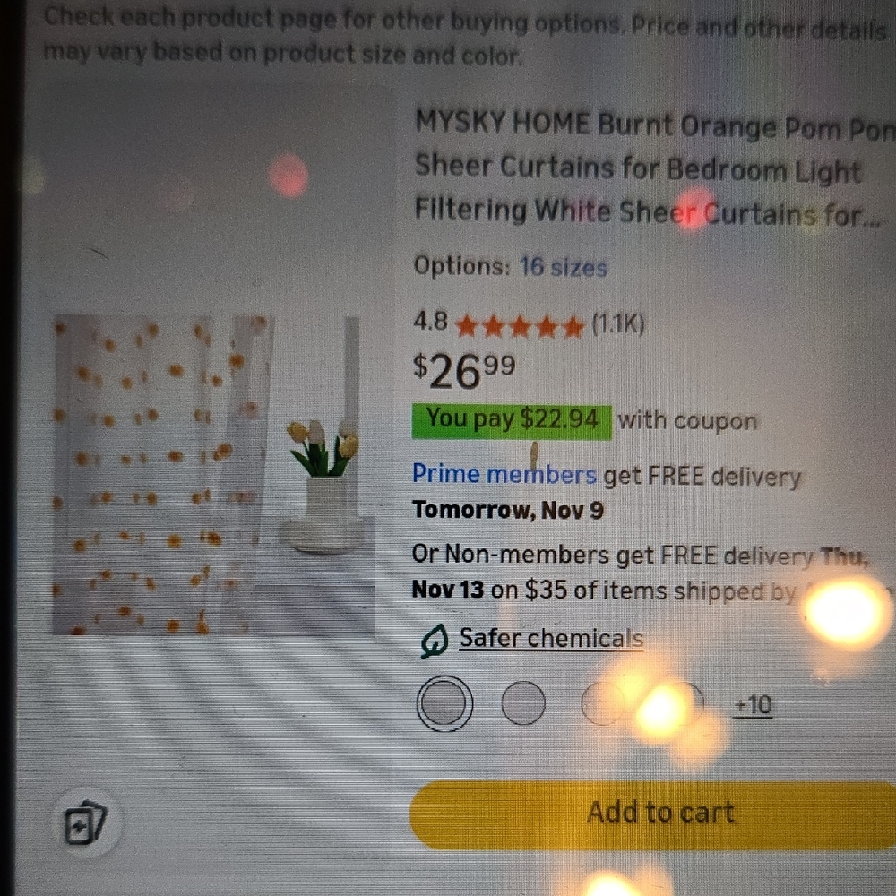 Burnt Orange Pom Pom Sheer Curtains